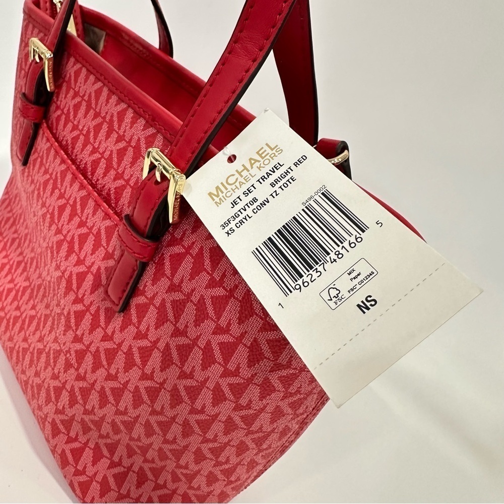 Michael Kors Satchel Bag Jet Set Travel Extra-Small Logo Top-Zip Tote - Picture 5 of 9